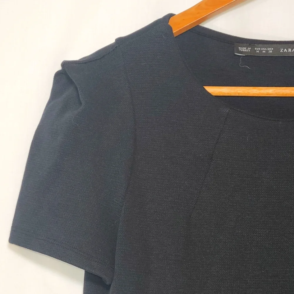 ZARA Basic Black Fitted Mini Dress M - Picture 2 of 5